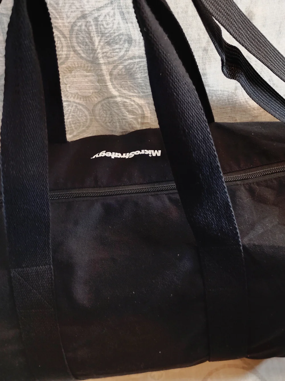Microstrategy  Black Canvas Duffel Bag with Shoulder Strap